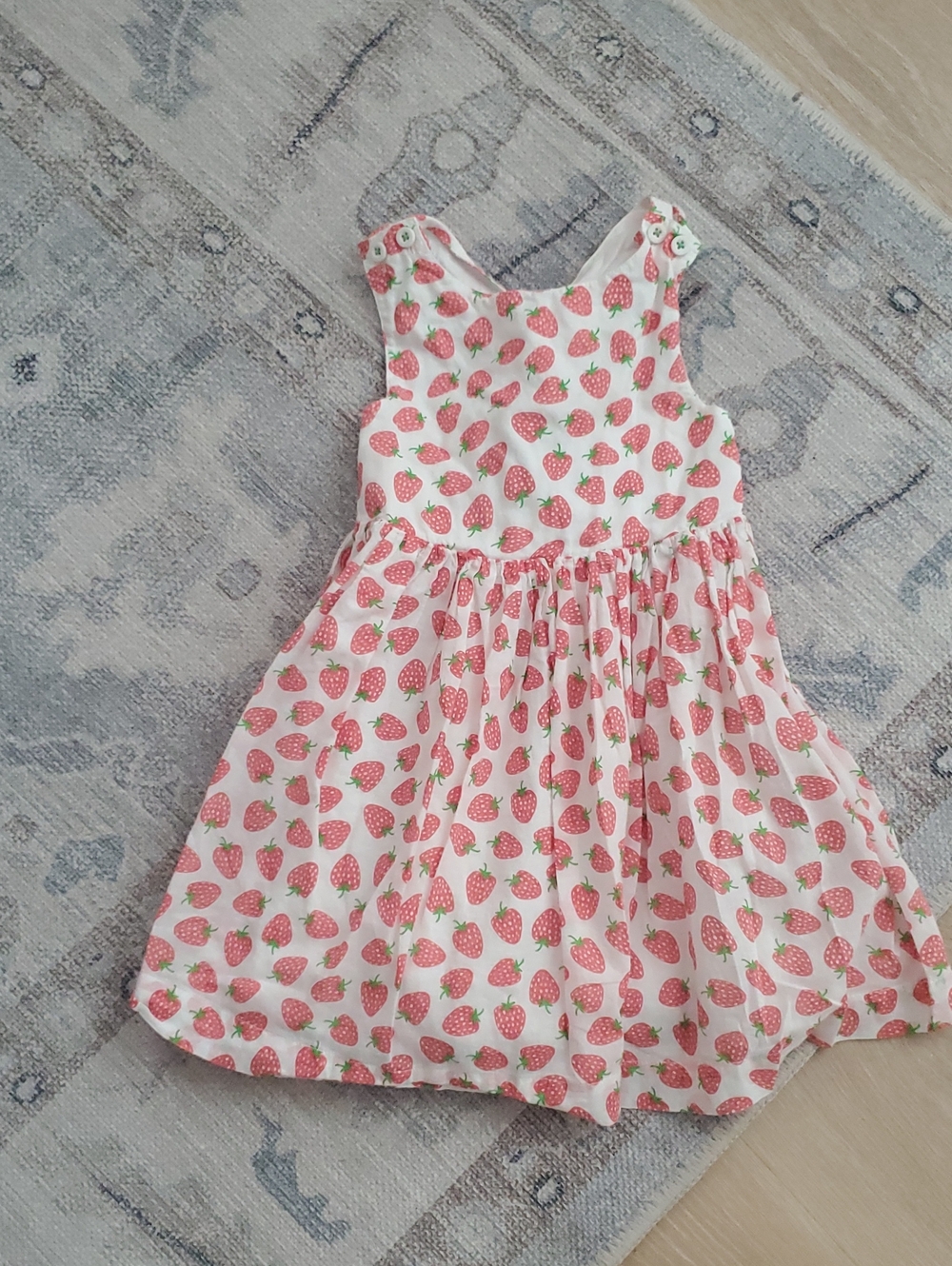 Mini Boden Girls Strawberry Criss-cross Back Dress Sz3-4y